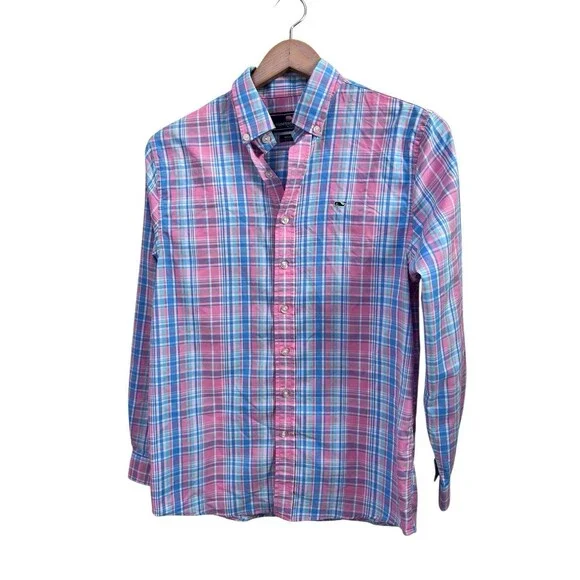 Lot of 3 Vineyard Vines Shirts Boys Large 16 Long Sleeve Whale Shirt Plaid - Picture 11 of 15